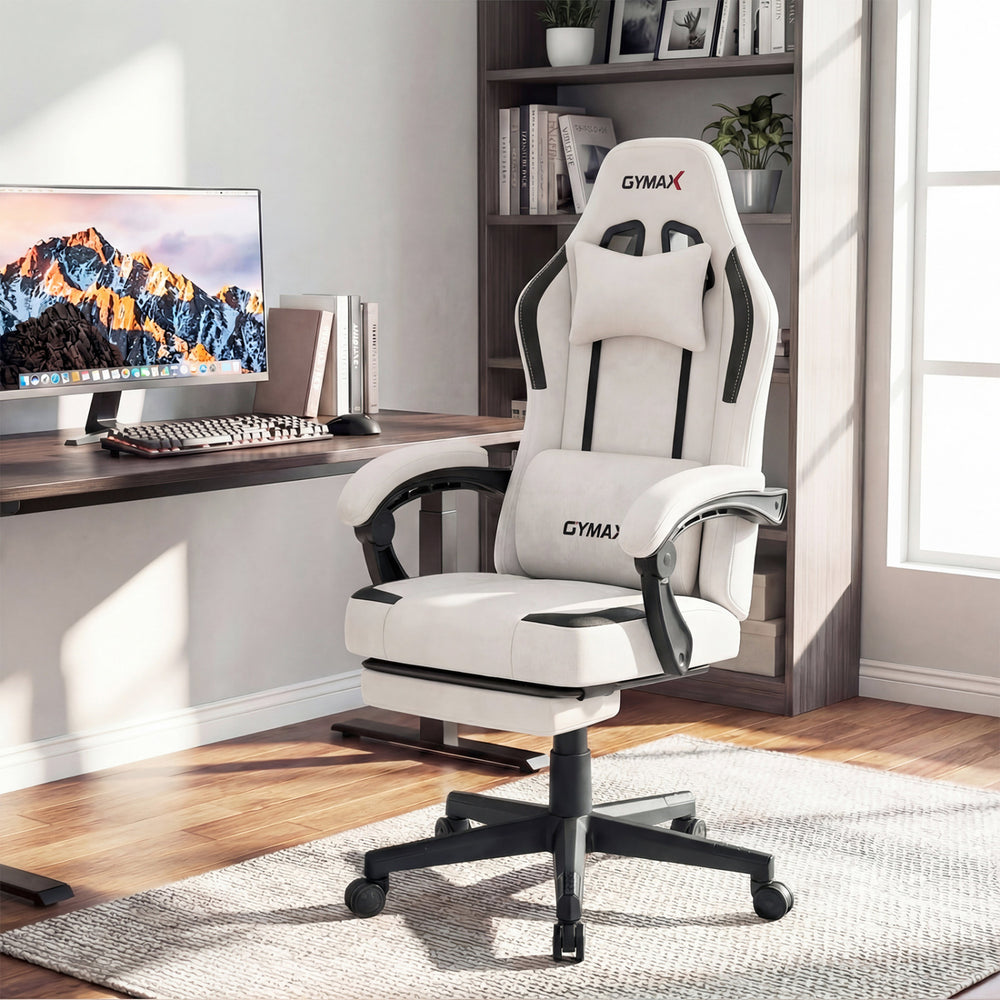 Ergonomic Video Game Chair with Headrest for Home Office-Gray - Gallery View 1 of 12