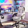 Gray ergonomic video game chair with a 360° swivel seat and adjustable padded armrests for enhanced comfort in home.