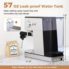 Espresso machine with 57oz leak-proof water tank, stainless steel design, and milk frother for versatile coffee brewing.