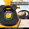 Fun steering wheel of the yellow excavator digger toy, featuring engine sounds and a kid-friendly design for.