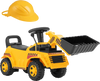 Yellow excavator digger toy with adjustable bucket and steering wheel, perfect for indoor and outdoor play.
