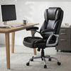 Brown ergonomic executive office chair with padded seat and armrests, adjustable height, and 360° swivel for comfort.