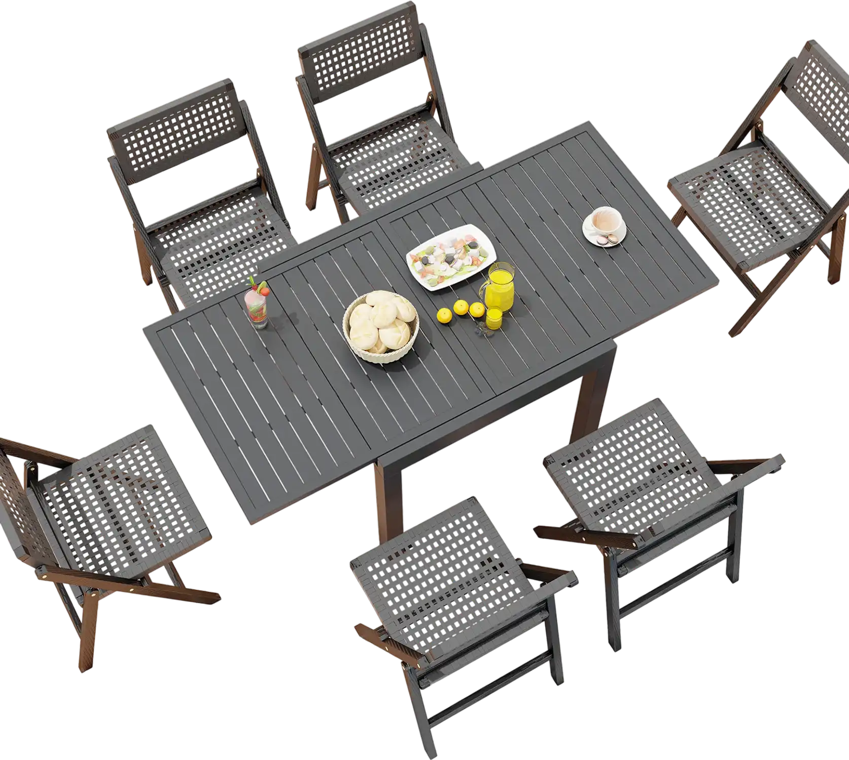 Costway Expandable Patio Aluminum Dining Table for 4-6 People Grey 78423965 New
