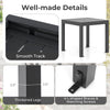 Close-up of the expandable patio dining table's smooth track and thickened legs, crafted from rustproof aluminum.