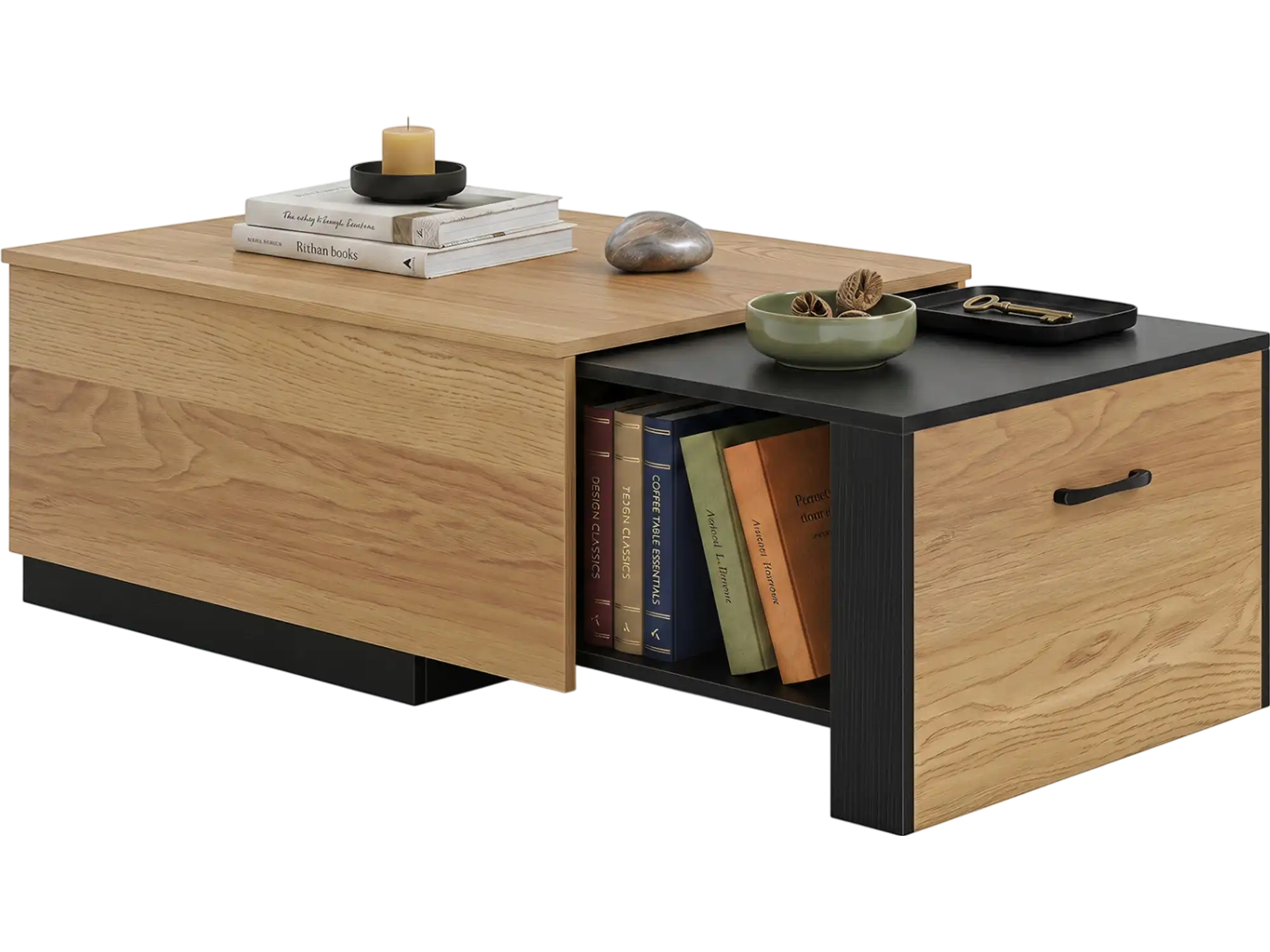 Costway Extendable Coffee Table w/ Concealed Storage 63458192 New
