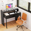 Extendable Computer Desk with 2 Storage Drawers Convertible Home Office Rolling Study Writing Desk-Black - Gallery View 1 of 11