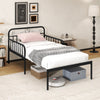 Extendable Metal Daybed to Twin Size Bed with Guardrails and Armrests-Black - Gallery View 1 of 11