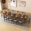 Large rectangular extendable dining table in rustic brown, seating 4-8 people, perfect for gatherings and everyday.