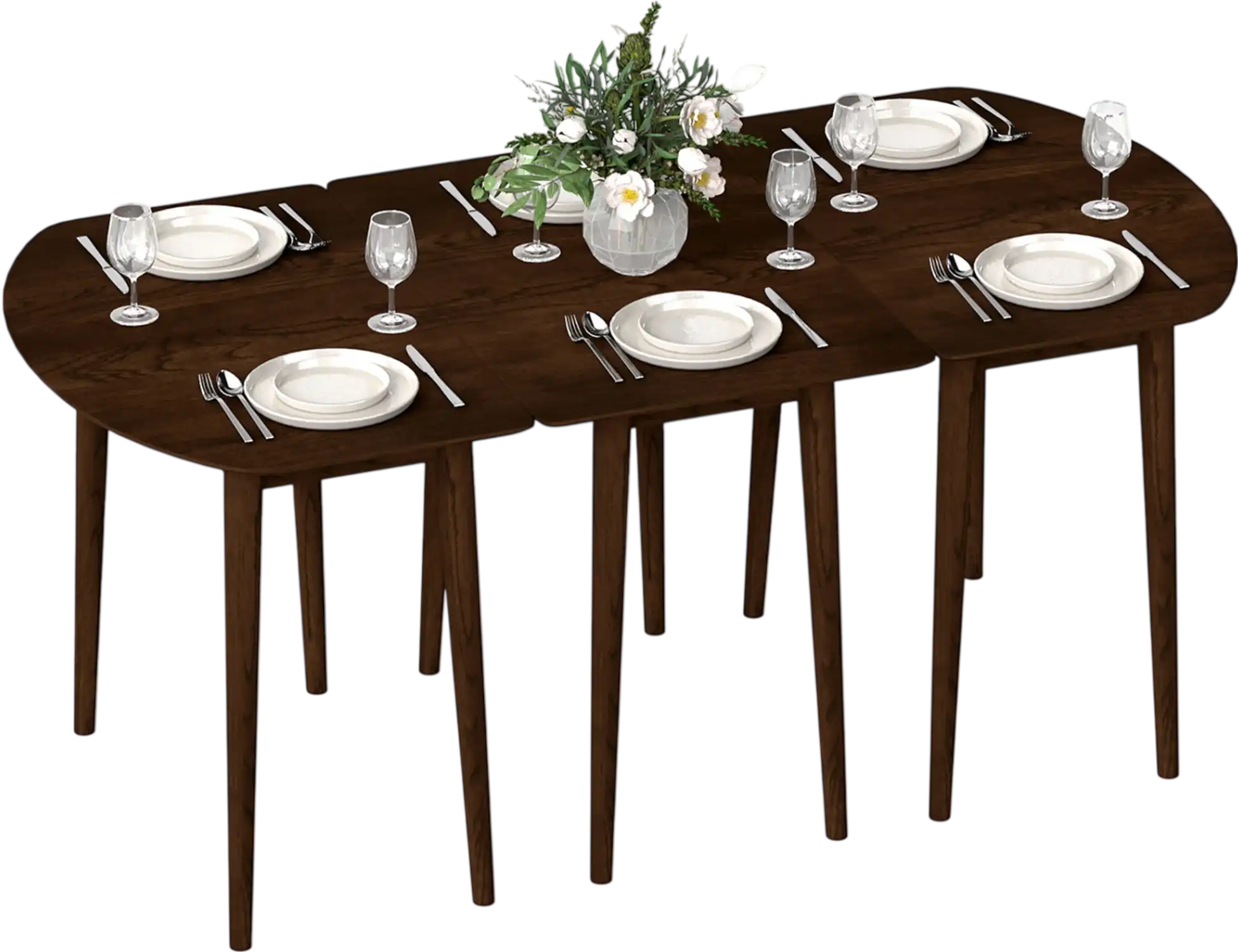 Costway Extendable Dining Table Set Half-Round Rectangular 77223649 New
