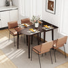 Extendable dining table set featuring 2 half-round and 1 rectangular walnut tables, perfect for small spaces and.