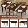 Extendable dining table set featuring 2 half-round and 1 rectangular table in walnut, ideal for flexible configurations.