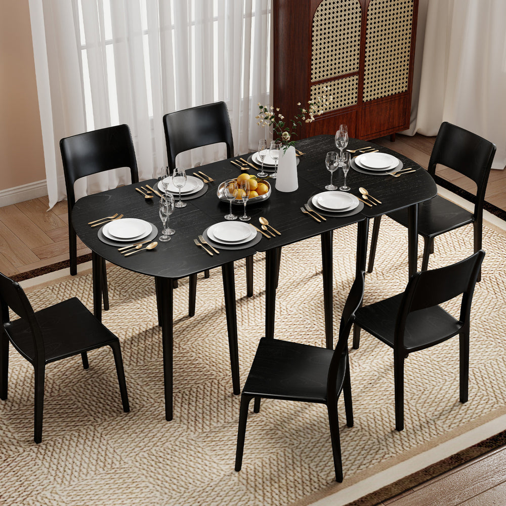 Extendable Dining Table Set with 2 Half-Round and 1 Rectangular Tables-Black - Gallery View 1 of 11