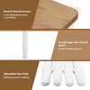 Extendable dining table with smooth round corners, rubber wood legs, and elegant turned legs for versatile dining.