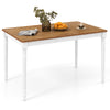 Extendable dining table with rubber wood legs, oak veneer top, accommodating 4-8 people, perfect for dining rooms.