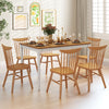 Extendable dining table with rubber wood legs, set for 8, featuring oak veneer and elegant turned legs for versatile.