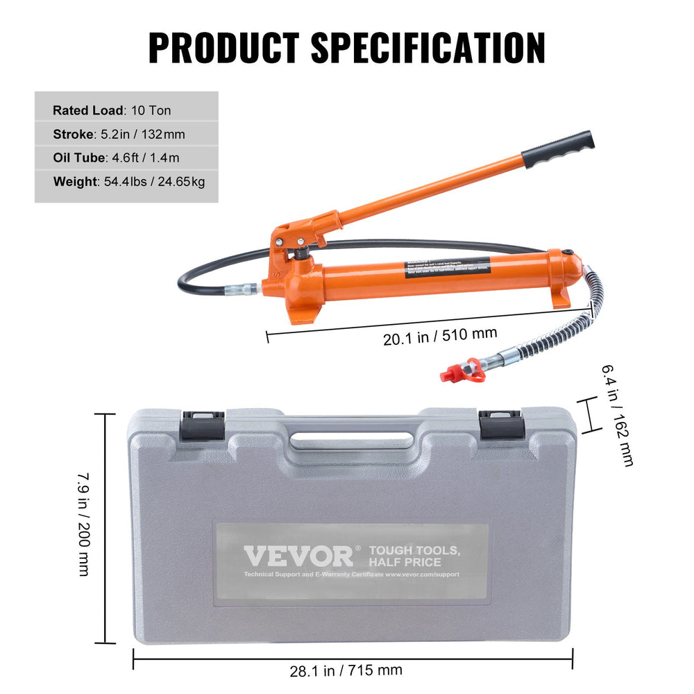 Vevor Hydraulic Ram Kit 10 Ton Air Pump Lift Porta Power for Auto Body and Frame Repair New