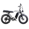 NAKTO F2 Fat Tire Electric Bicycle 6 Speed 20" 500W Motor with Peak 750W 28 MPH 60 Mile Range 48V 16Ah Lithium Battery Black New
