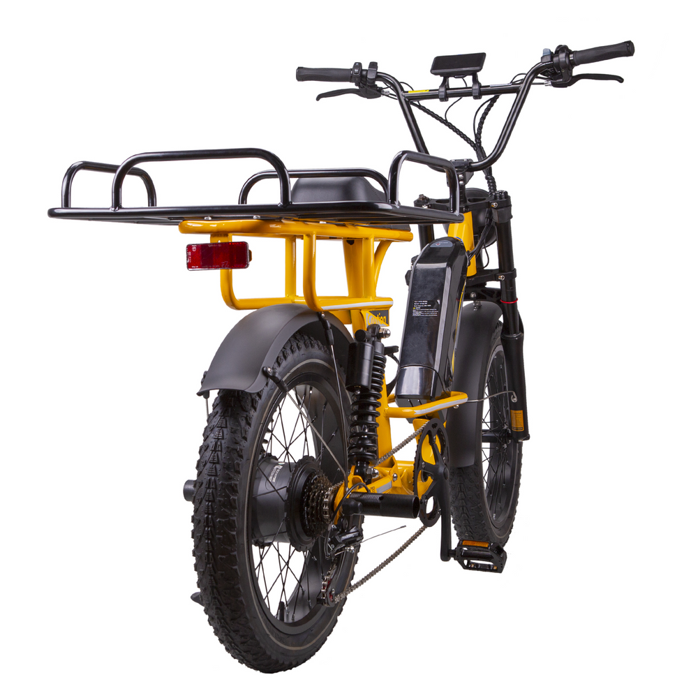 NAKTO F4 Fat Tire Electric Bicycle 6 Speed 20" 750W Motor with Peak 1000W 28 MPH 60 Mile Range 48V 20Ah Lithium Battery Yellow New