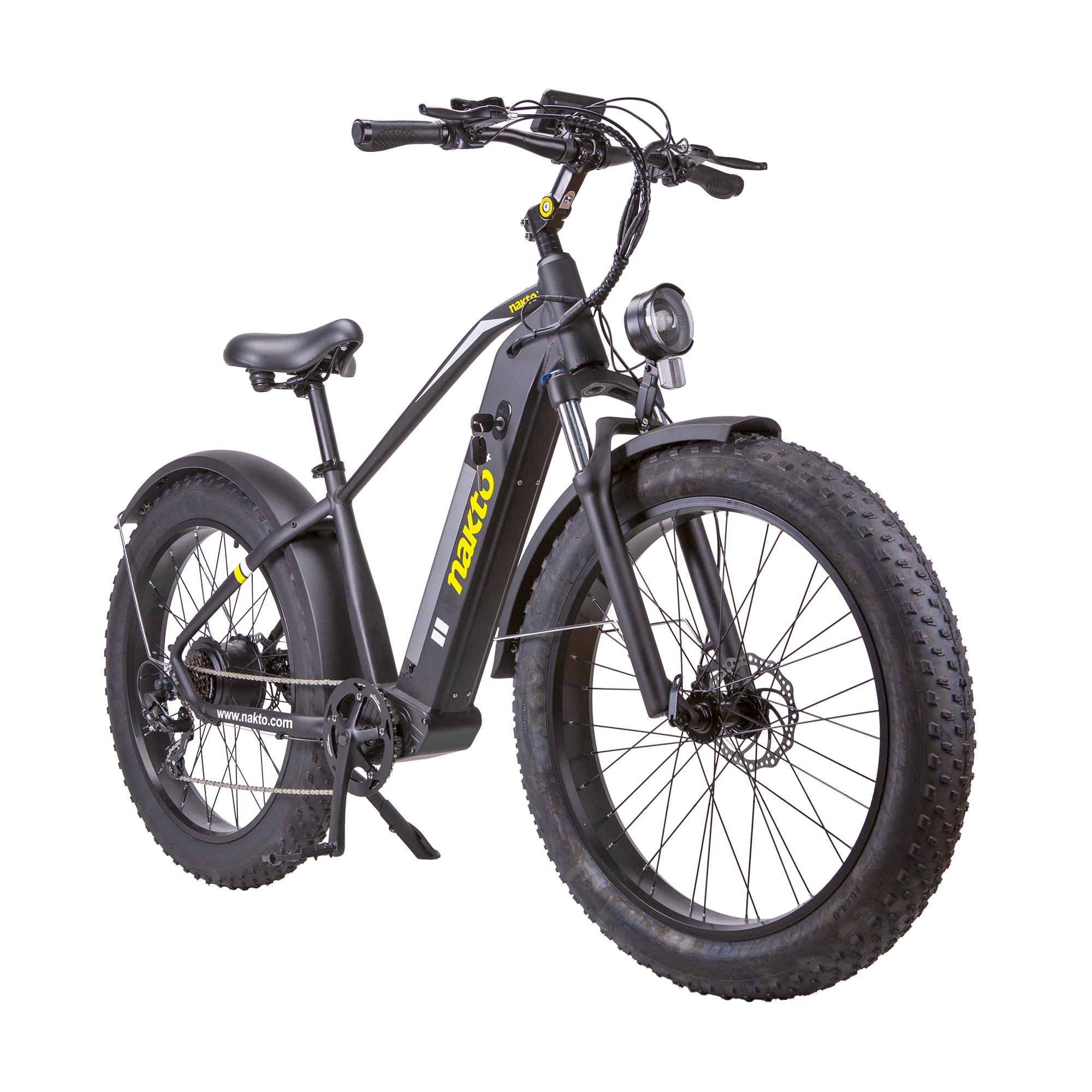 NAKTO F6 Fat Tire Electric Bicycle 6 Speed 26" 750W Motor with Peak 1000W 28 MPH 60 Mile Range 48V Lithium Battery Black New