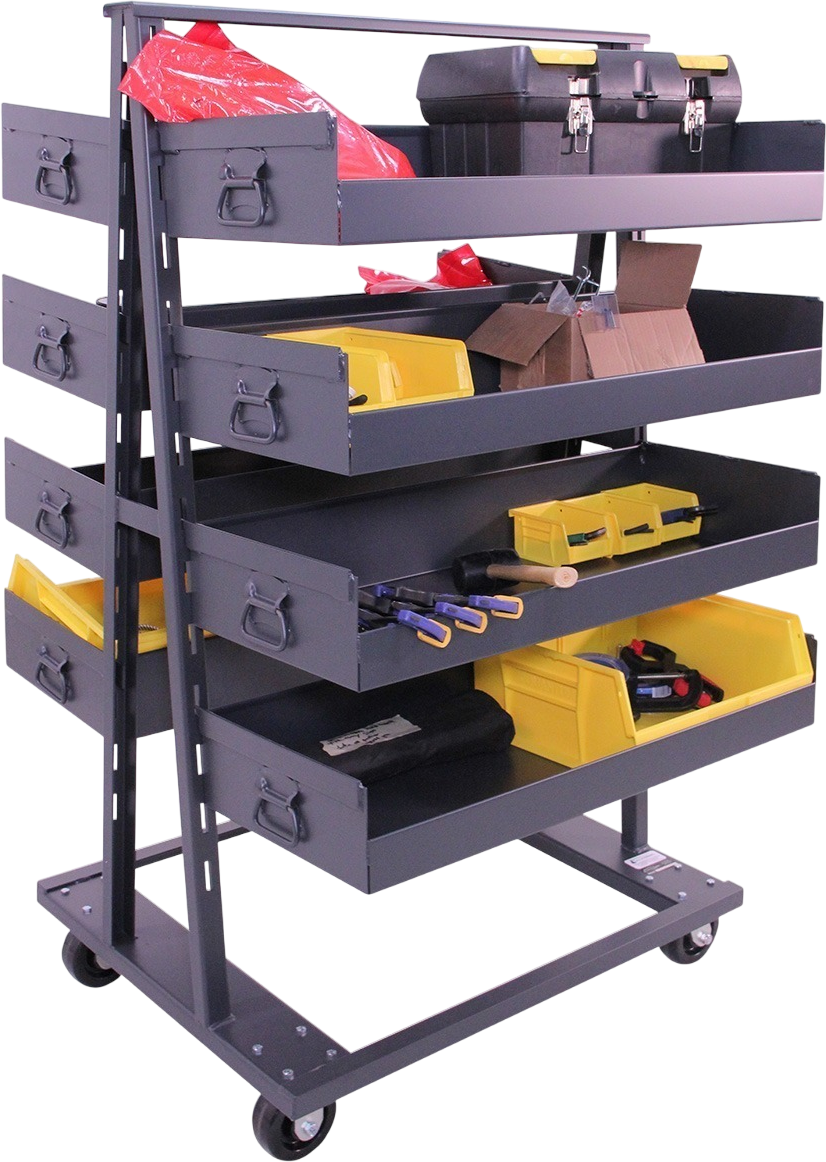 Valley Craft A-Frame Cart Double-sided Heavy Duty with 8 Lipped Trays F89067VCGY New