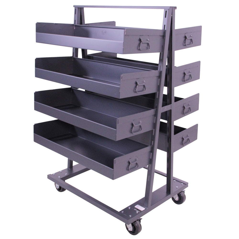 Valley Craft A-Frame Cart Double-sided Heavy Duty with 8 Lipped Trays F89067VCGY New