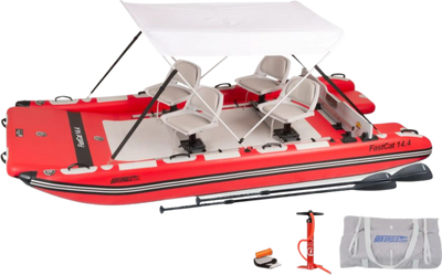 Sea Eagle FASTCAT14K_SWC Catamaran Inflatable Boat Swivel Seat Canopy Package New