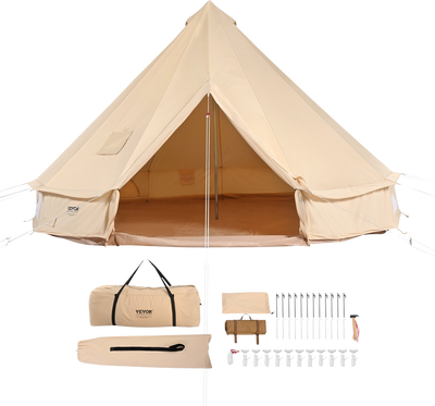 Vevor Bell Tent 13.1' Waterproof Canvas Yurt with Stove Jack and Detachable Side Wall Fits 5-8 People New