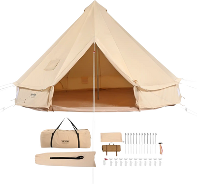 Vevor Bell Tent 13.1' Waterproof Canvas Yurt with Stove Jack and Detachable Side Wall Fits 5-8 People New