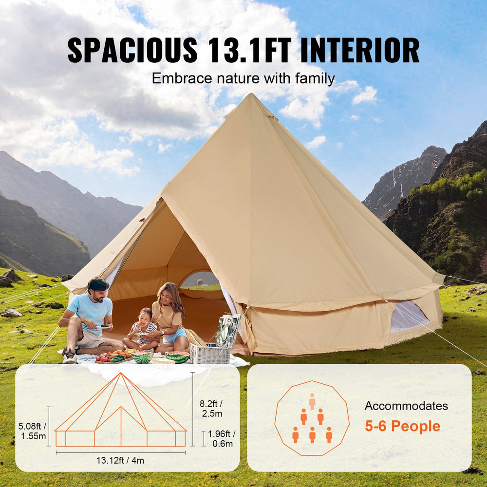 Vevor Bell Tent 13.1' Waterproof Canvas Yurt with Stove Jack and Detachable Side Wall Fits 5-8 People New