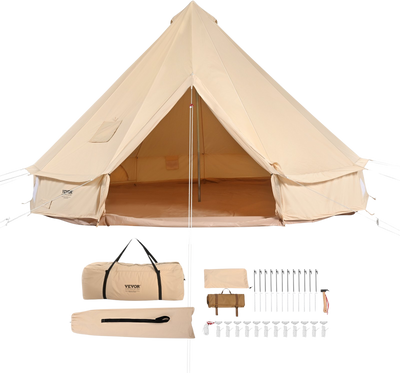 Vevor Bell Tent 16.4' Waterproof Canvas Yurt with Stove Jack and Detachable Side Wall Fits 8-10 People New