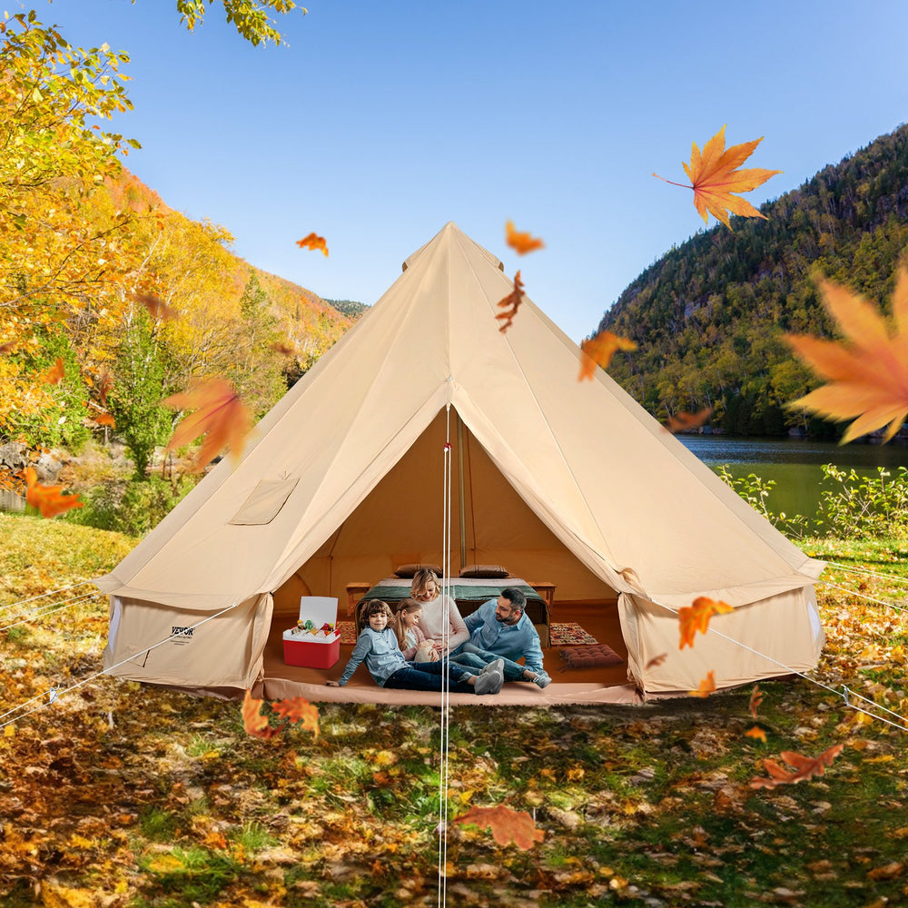 VEVOR Canvas Bell Tent 4 Seasons 5 m/16.4 ft Yurt Tent, Canvas Tent for Camping with Stove Jack, Breathable Tent