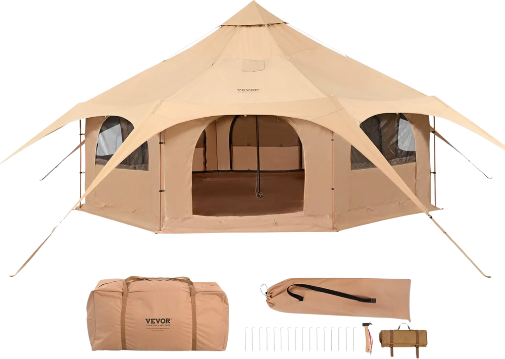VEVOR 5 m & 16.4 ft. 4 Seasons Bell Canvas Tent for Camping with Stove Jack