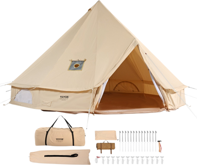 Vevor Bell Tent 19.6' Waterproof Canvas Yurt with Stove Jack and Detachable Side Wall Fits 10-12 People New