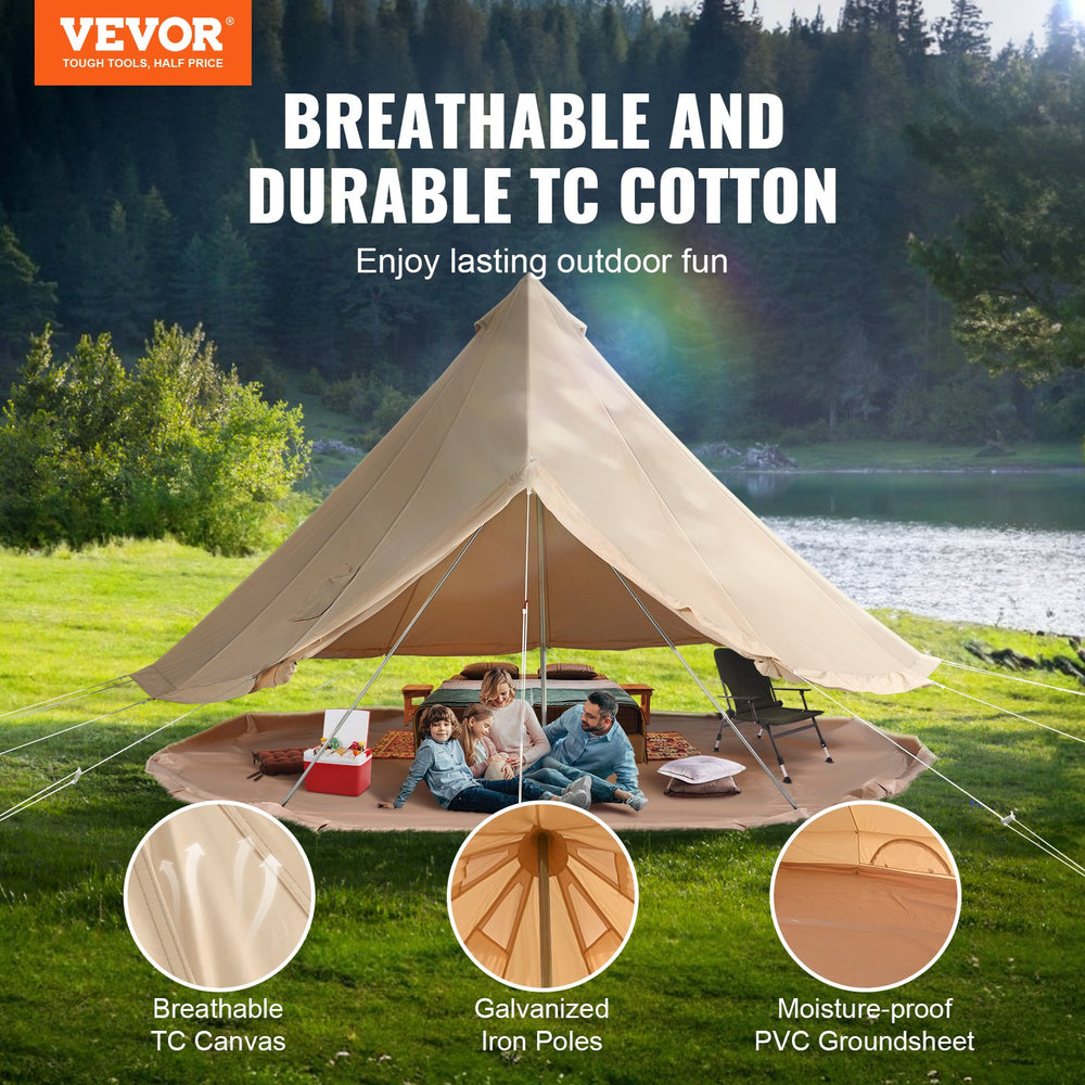 Vevor Bell Tent 22.9' Waterproof Canvas Yurt with Stove Jack and Detachable Side Wall Fits 12 People New