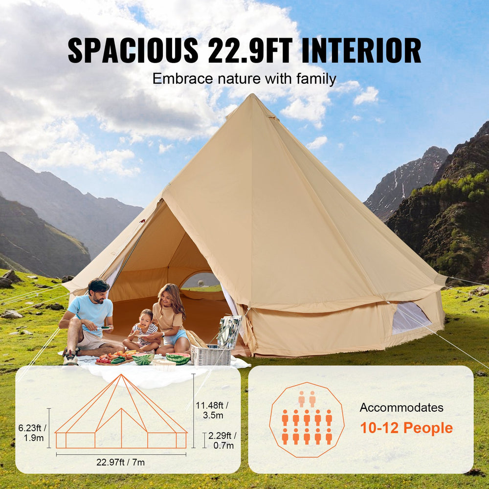 bell tent 7m Vevor Bell Tent 22.9' Waterproof Canvas Yurt with Stove Jack and Detac – FactoryPure