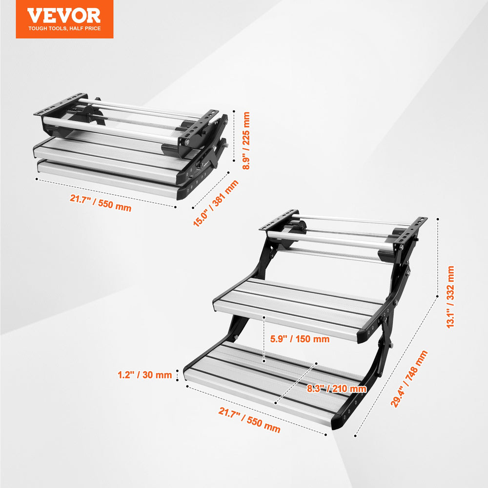 Vevor 2-Step Electric Retractable RV Steps DC12V 440 lbs. Load Aluminum Alloy Non-Slip New