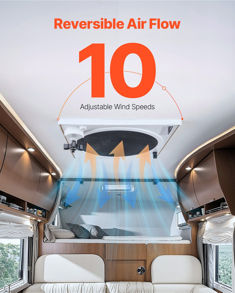 Vevor RV Roof Vent Fan 14" with Remote Reversible Airflow and Rain Sensor New