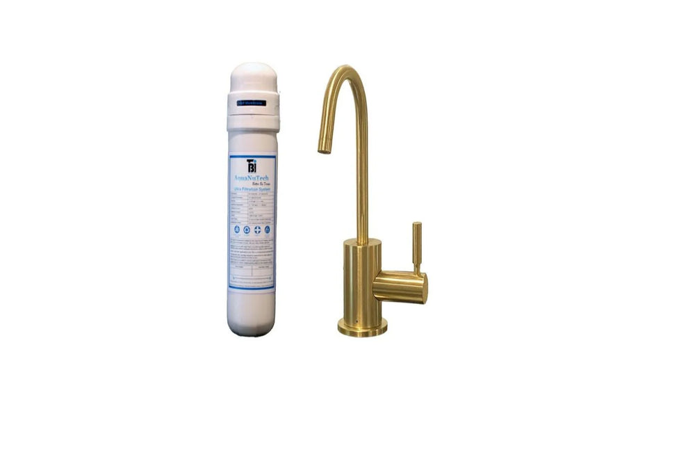 AquaNuTech Filtration System Combo with Contemporary C-Spout Cold Water Faucet New