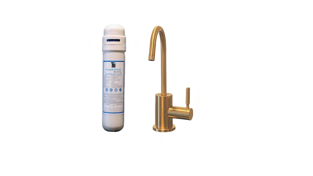 AquaNuTech Filtration System Combo with Contemporary C-Spout Cold Water Faucet New