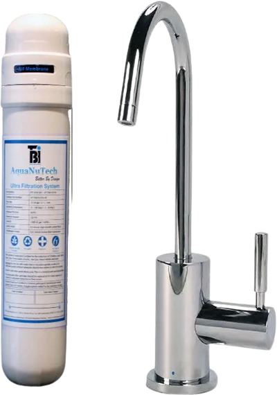 AquaNuTech Filtration System Combo with Contemporary C-Spout Cold Water Faucet New