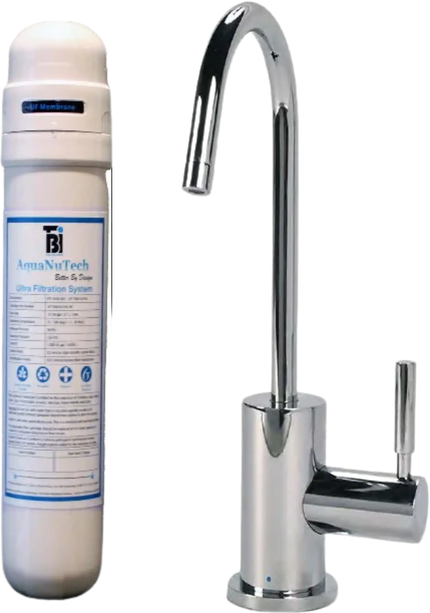 AquaNuTech Filtration System Combo with Contemporary C-Spout Cold Wate ...