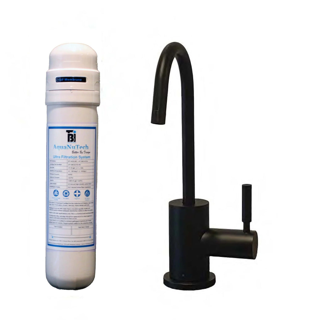 AquaNuTech Filtration System Combo with Contemporary C-Spout Cold Water Faucet New