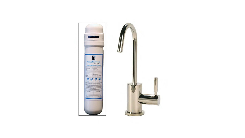 AquaNuTech Filtration System Combo with Contemporary C-Spout Cold Water Faucet New