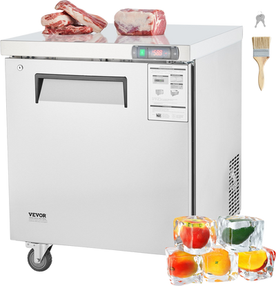 Vevor Freezer Prep Table 7.4 Cu. Ft. Commercial 1-Door 160W 28