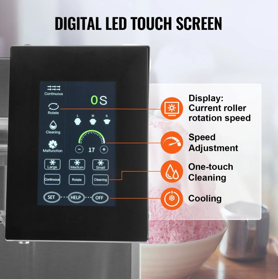 Vevor Commercial Snowflake Ice Machine 573 Lbs/Day Stainless Steel Multi-Texture Ice New