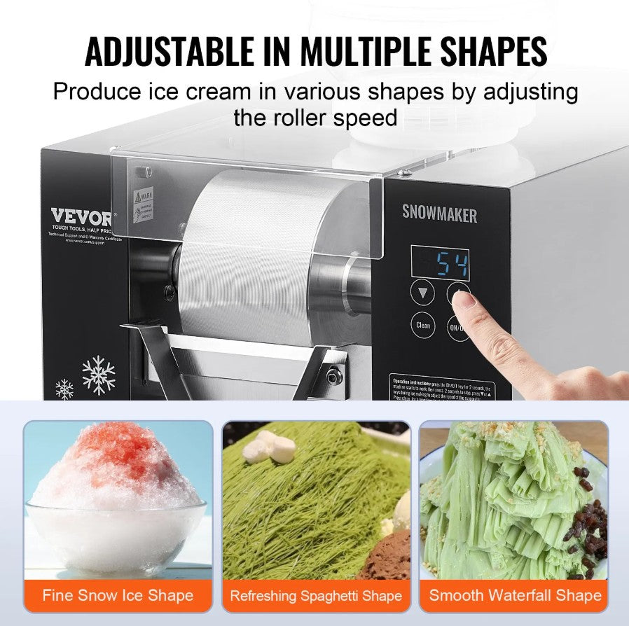 Vevor Commercial Snowflake Ice Machine 176 Lbs/Day Stainless Steel Multi-Texture Ice New