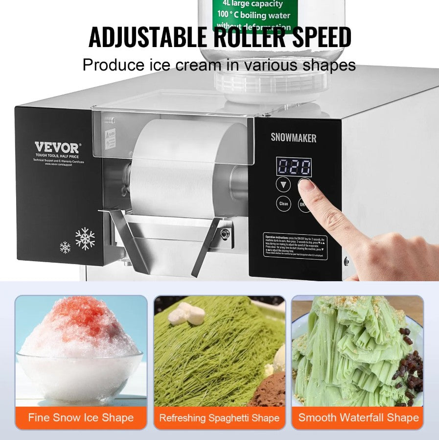 Vevor Commercial Snowflake Ice Machine 397 Lbs/Day Stainless Steel Multi-Texture Ice New