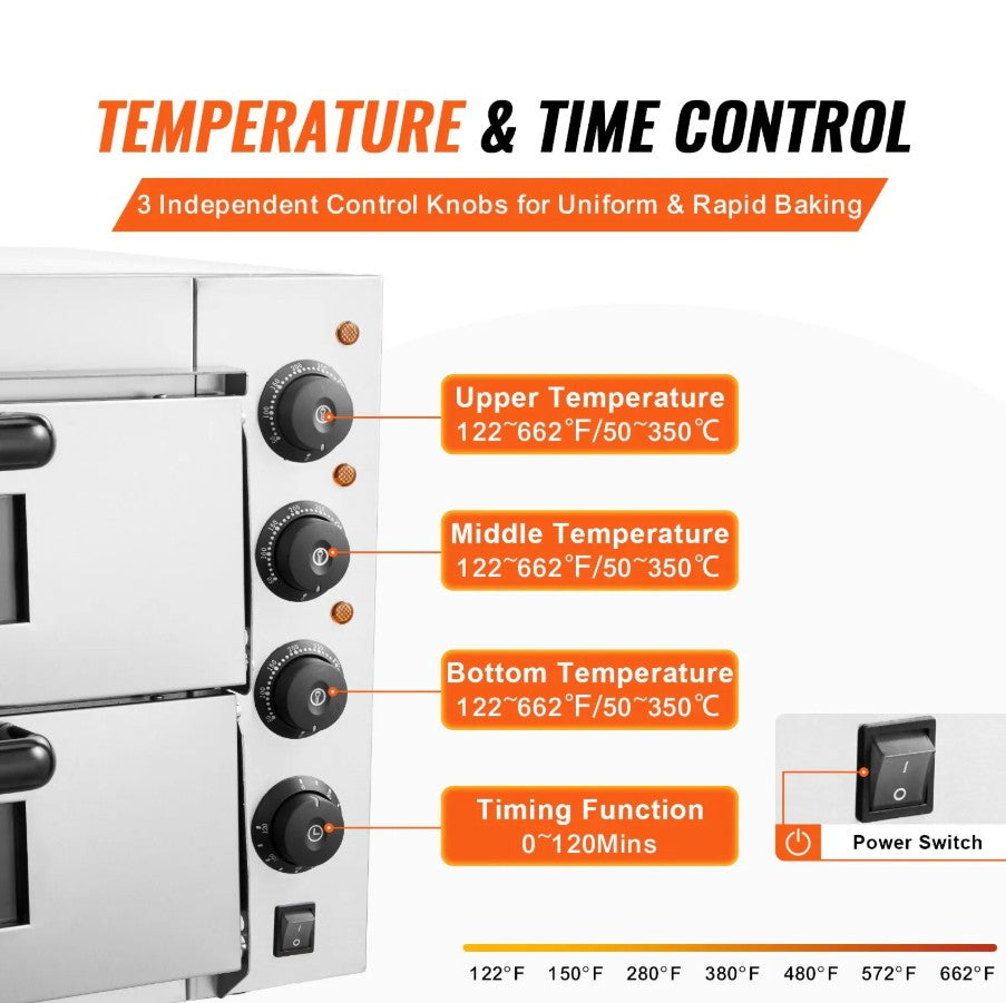 Vevor Commercial Countertop Electric Pizza Oven for 16" Pizzas 2700W Indoor New