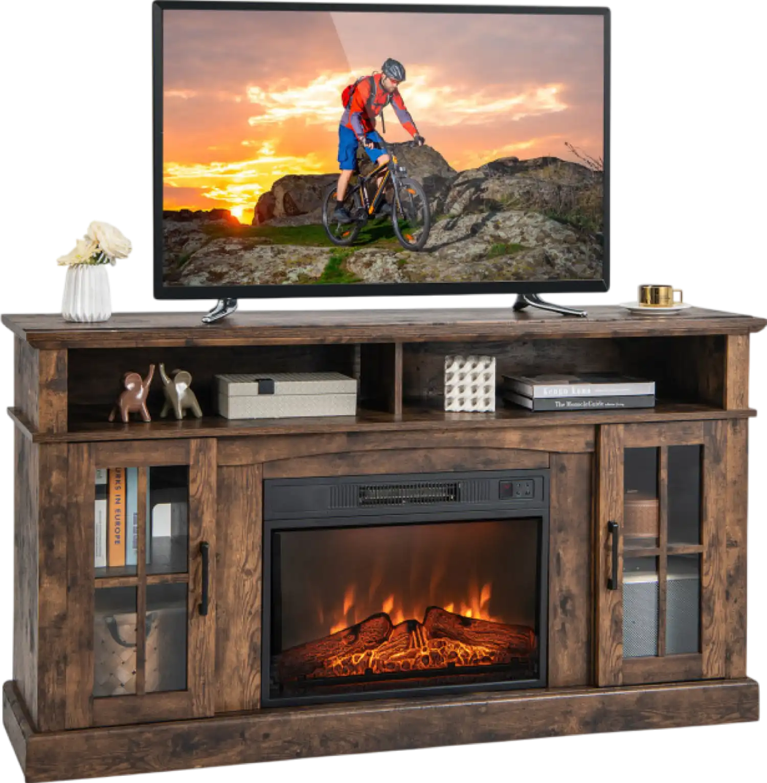 Costway Electric Fireplace TV Stand 58