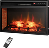 26-inch black infrared electric fireplace insert with remote control, featuring adjustable flame effects for cozy.